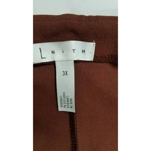 Leith Sz. 3X=22-24 (20W-22W) Brown Mocha High Waist Slim Side Zip Pants NWT - Picture 4 of 6